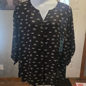 Catherines Black Top with Crown Design